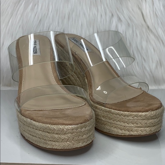 🚫SOLD🚫 New Steve Madden Clear Espadrille Wedges - Picture 7 of 9